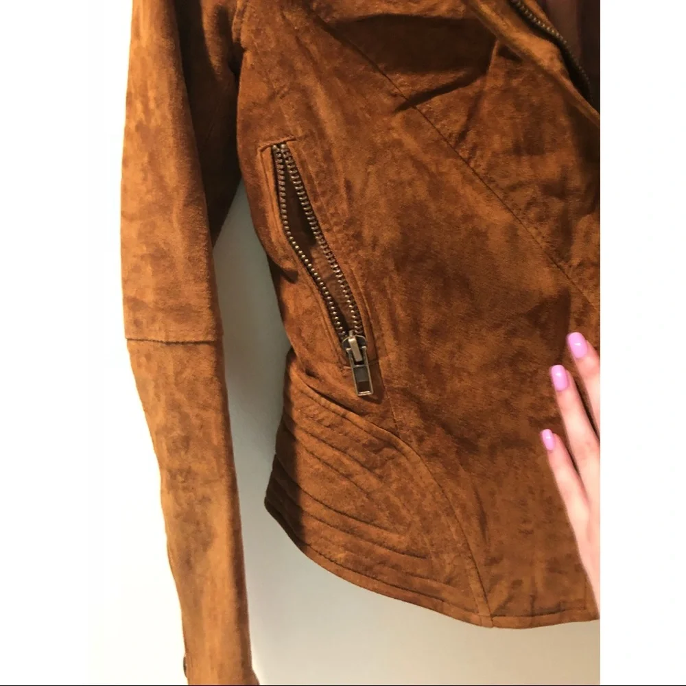 Blank NYC Brown Cognac Faux Suede Moto Jacket - Picture 2 of 5